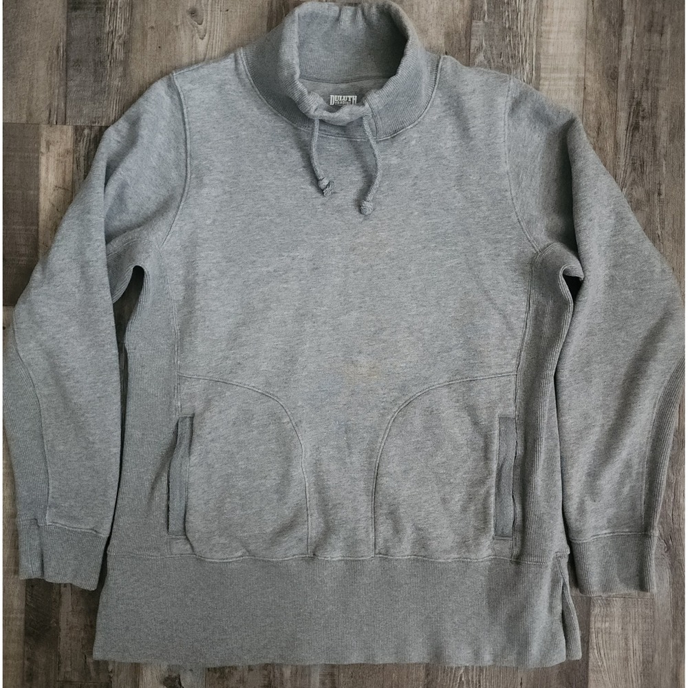 Duluth Trading Co Funnel Neck Sweatshirt Womens Small Gray Fleece Zipper Pockets